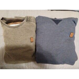 Lot Of-2 Naketano Blue Cowl Neck Hoodie & Olive Brown Crewneck Sweatshirt Large